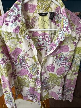 Mossimo Supply Co. Floral Button-Down Shirt - Lavender, Lime & Cream